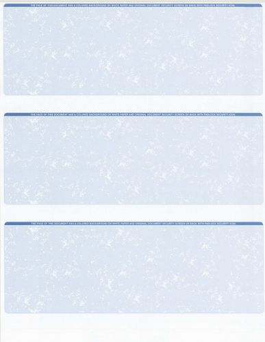 75 Sheets - 225 Checks  Blank Check Stock Paper - Blue - Three (3) on a Page